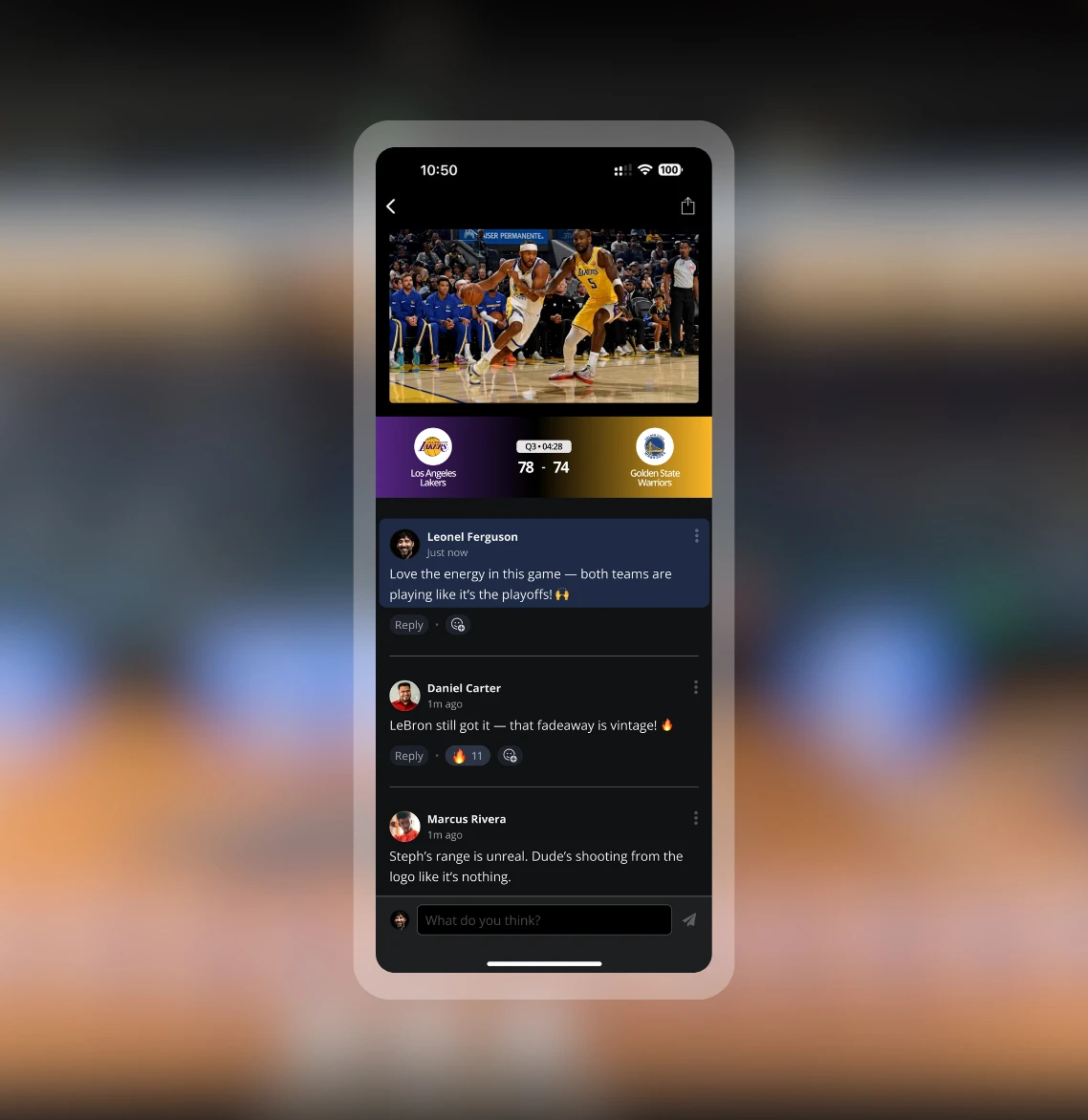 Conversation real-time commenting on mobile