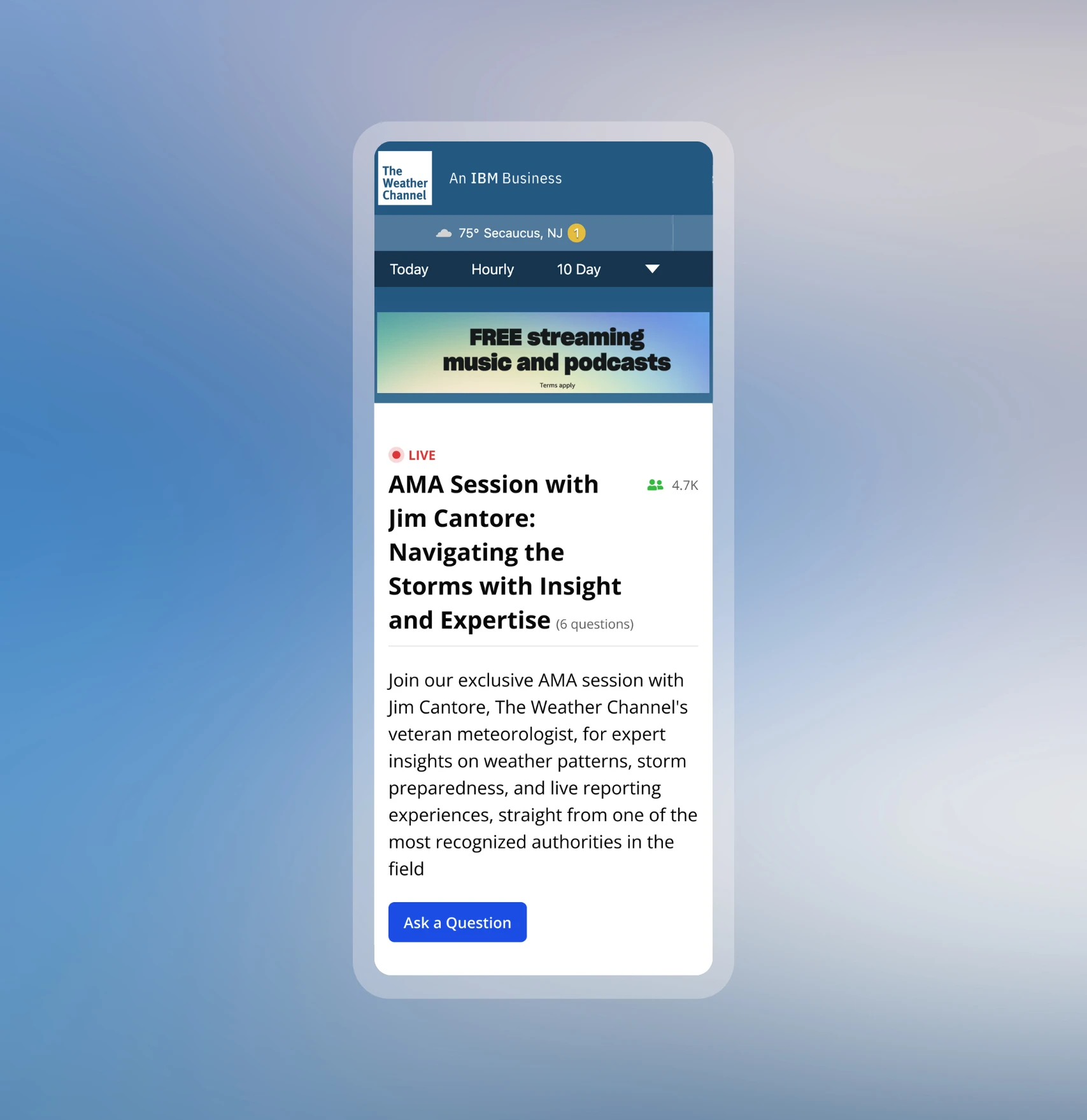 Live Blog on mobile